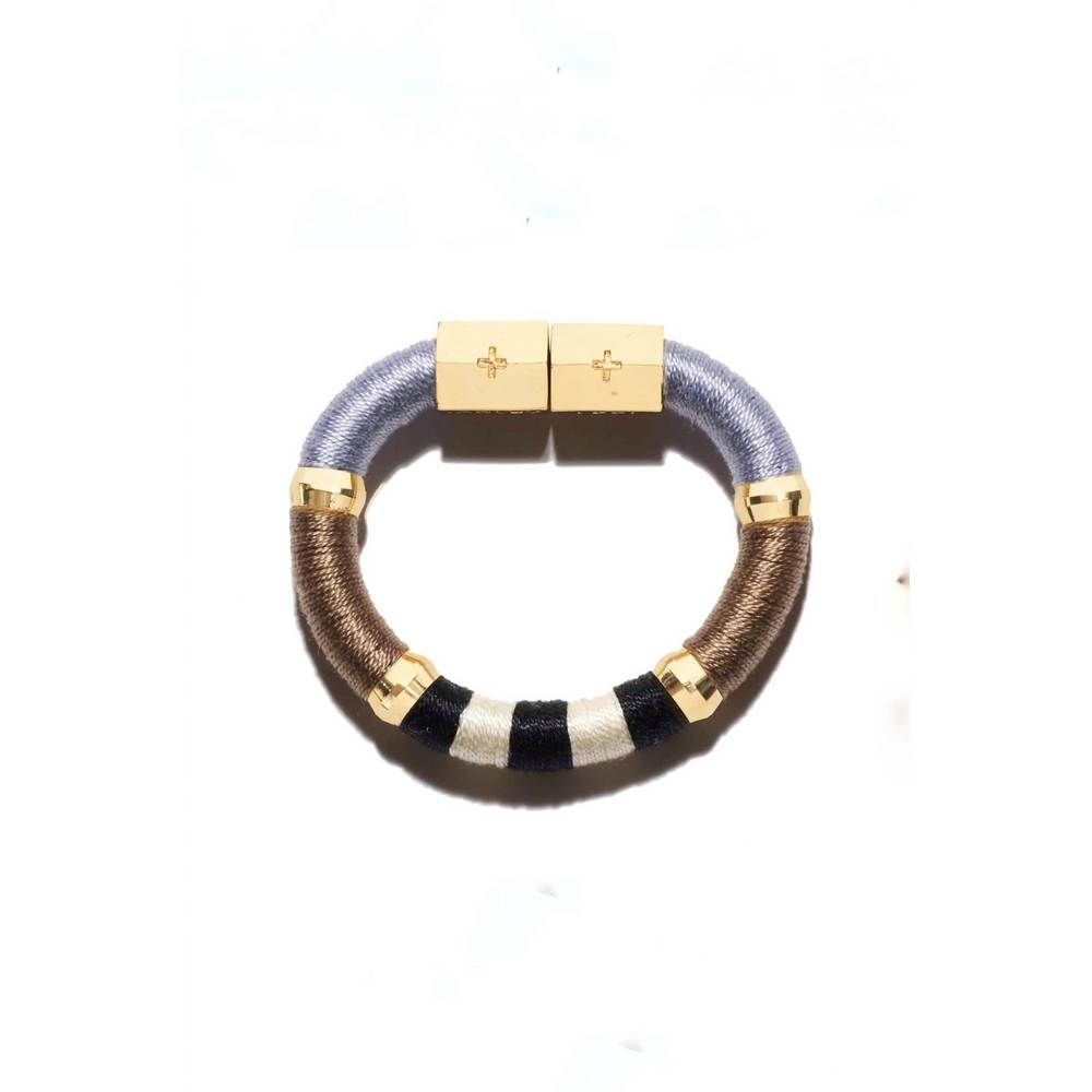 Holst + Lee Wrapped Cord Bracelet, Neutral with Gold Accents